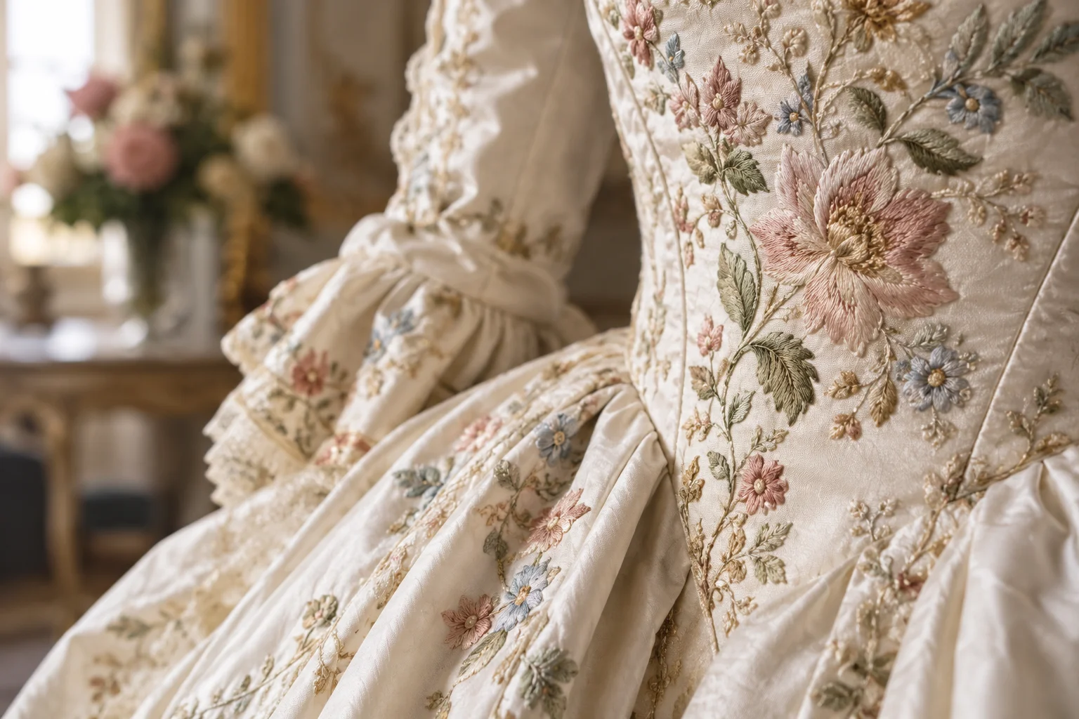 Détail d’une broderie florale — illustration